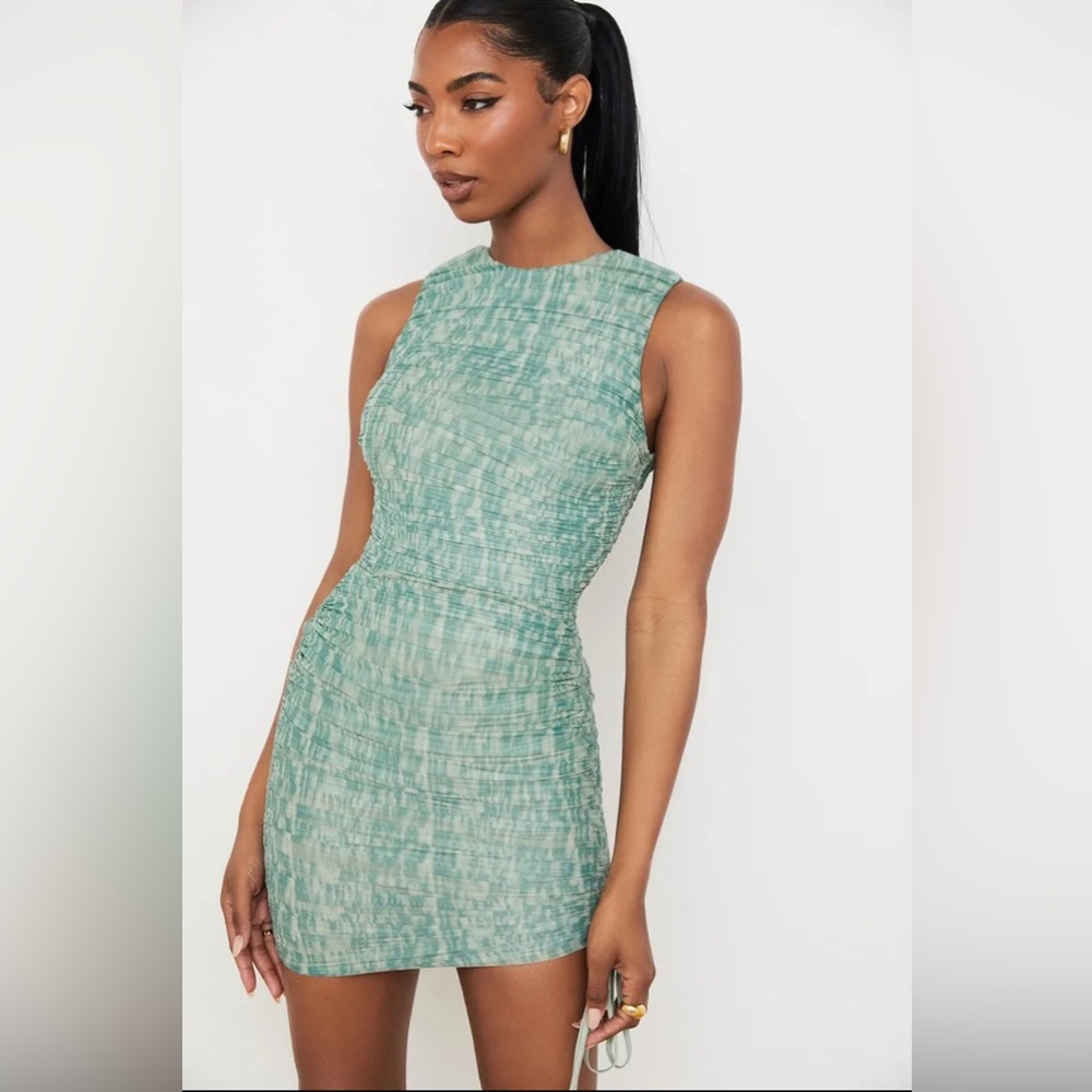 HOUSE OF CB ‘Chelsea' Ivy Ruched Mesh Mini Dress
